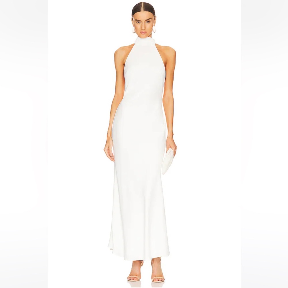 REVOLVE White Halter Maxi Dress